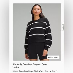 Lululemon Perfectly Oversized Cropped Crew Stripe Sz 4